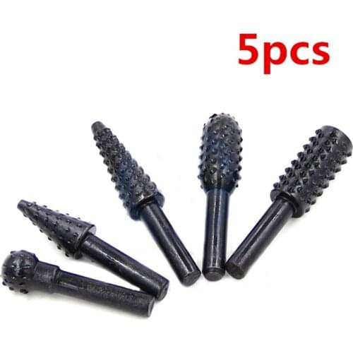 5pcs black woodwork mace rod rotating file DIY grinding tool accessories set electric grinding head rotation file