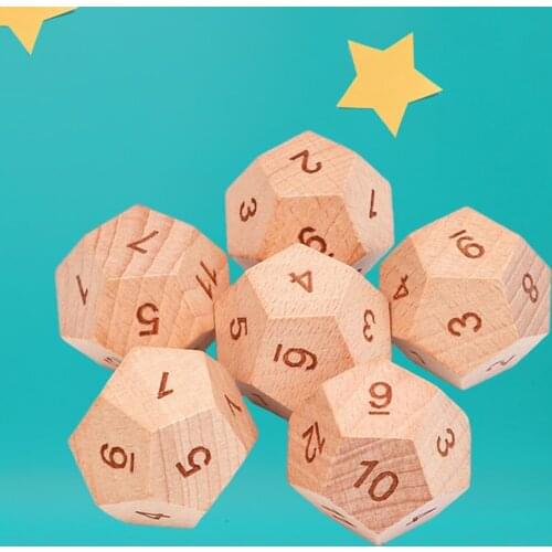 5 Pieces Wooden D12 12-Sided Dice Tabletop Games DND MTG Dice for Family Parties 3cm