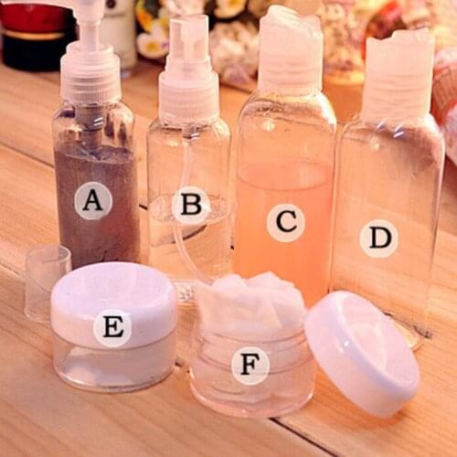 6Pcs/Set Fashion Mini Plastic Transparent Small Empty Spray Cream Bottles For Travel New Make Up Skin Care Refillable Wholesale
