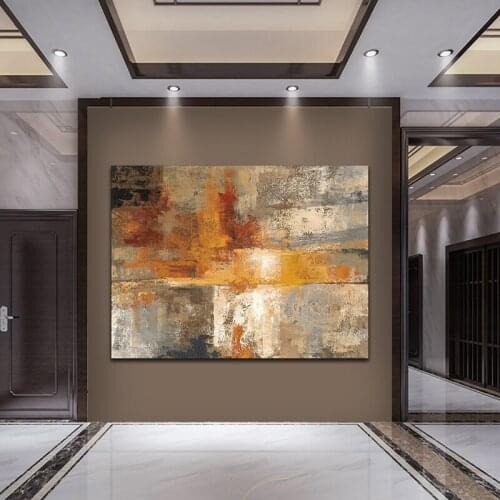 Abstract Yellow Cuadros Oil Painting Printed On Posters And Prints Wall Decorative Pictures Decoration For Living Room Posters