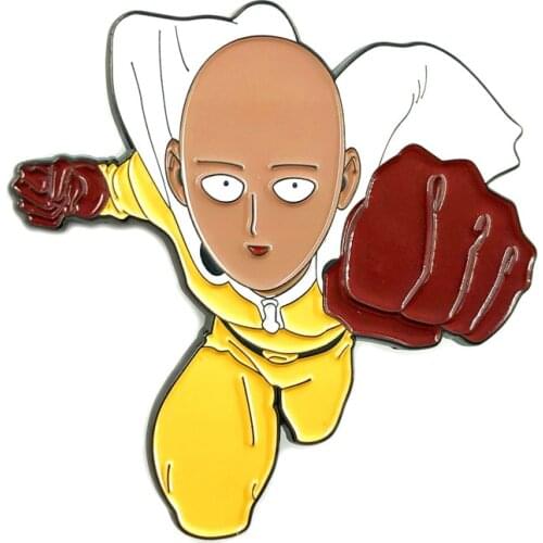 Anime Lovers Accessories One Punch Man Saitama Cute Cartoon Alloy Metal Enamel Clothes Bag Coats Lapel Badge Brooch Pin