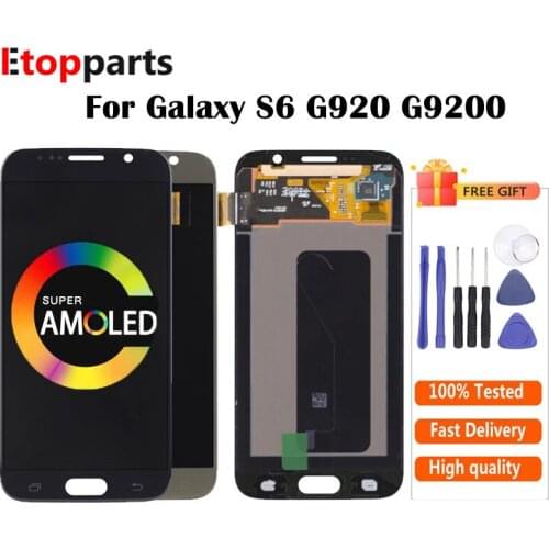 AMOLED For Samsung Galaxy S6 lcd G920 G920F G920i G920A G9200 LCD Screen + Touch Digitizer Glass Panel Assembly Free Shipping