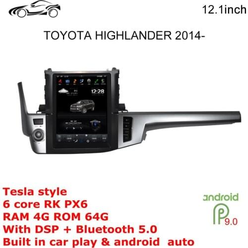 Highlander GPS ANDROID CAR GPS FOR TOYOTA Vertical screen GPS Tesla Style 12.1ANDROID 9 RAM 4G ROM 64G Car Multimedia NAVIGATION