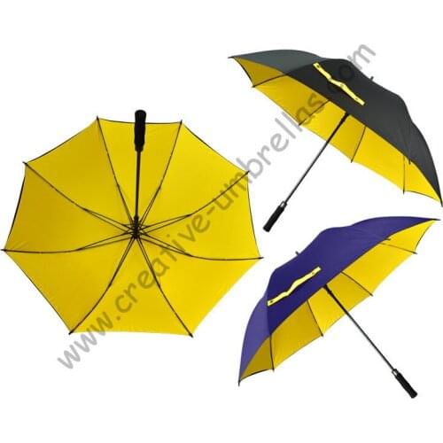 Free shipping by EMS 3pcs/lot golf umbrella visible double layers fabric fiberglass frame,auto open Pongee,anti static