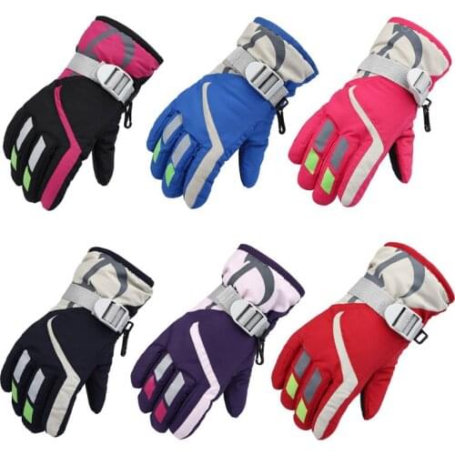 Children Boys Girls Winter Warm Windproof Sports Ski Gloves Kids Breathable Adjustable Glove New Dropship