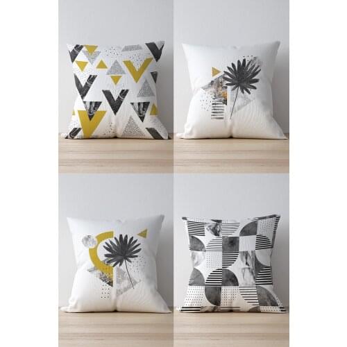 Double Side Printed Marble Patterned 4'Lü Suede Pillow Decorate Case Good Quality Stylish Home Garden Room Kitchen Gift Convenient Decorative Modern