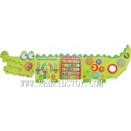 Eco-friendly Preschool Wooden Wall Panel Games The Caterpillar and Alligator MDD-2011