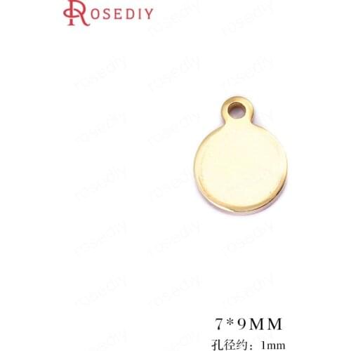 F198)20 pieces 8*10.5mm 7*9mm 24K Gold Color Brass Round Disk Charms High Quality Diy Jewelry Findings Accessories