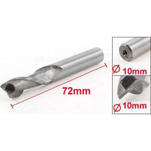 Helical Groove 2 Flutes 10mm Dia Tip 22mm Cutting Depth HSS-AL Cutter End Mill 5 Pcs