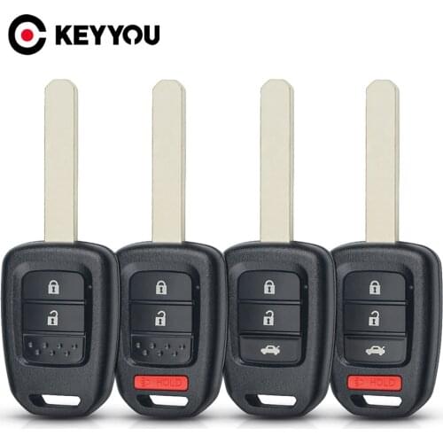 KEYYOU 10pcs 2/3/4 Buttons Remote Key Shell For Honda Accord CR-V Fit XRV Vezel City JAZZ Civic HRV FRV Blank Key Fob Case