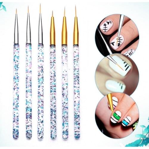 Nail Art Liner Painting Brush Crystal Acrylic UV Gel Brush Stripe Flower Painting Carving Drawing Pen Manicure Tools Nail Tools