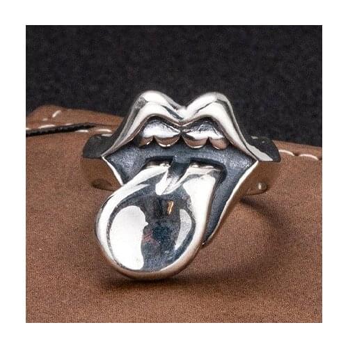 S925 sterling silver trend funny big tongue sterling silver ring