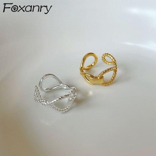 Evimi 925 Sterling Silver Rings Fashion Hip Hop Vintage Simple Hollow Twist Geometric Party Jewelry for Women Couples Gifts