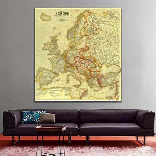 36x36 inches Non-woven Waterproof Spray Painting Maps of Europe in1920 Peace Conference at Paris For Wall Decor Map