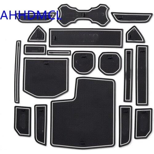Car Door Groove Mat Gate Slot Cup Armrest Storage Pad Mat For Jeep Wrangler 2018 2019