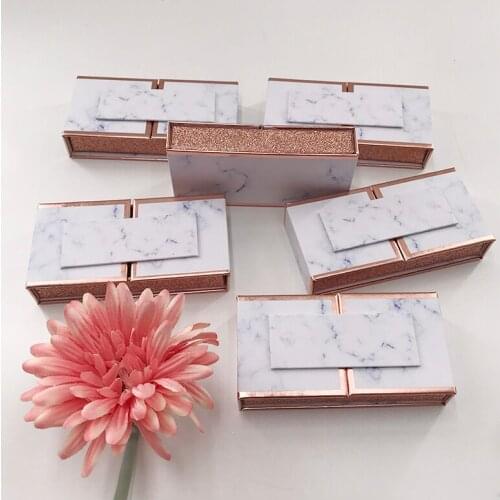Magnetic Lashes Box Marble Eyelashes Package Custom Print LOGO Best Lashes Selling Vendor