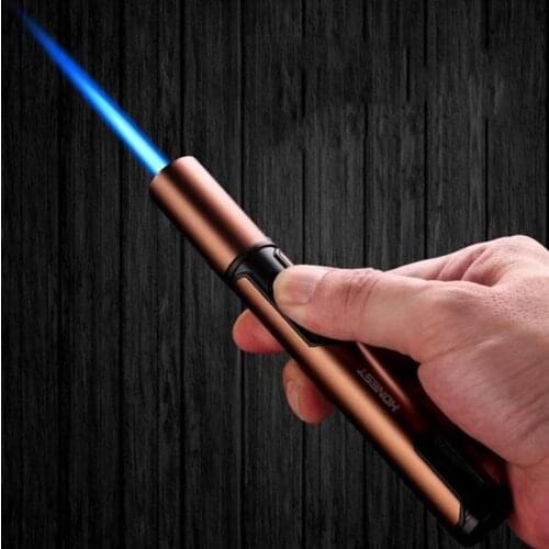 Metal Gas Lighters Windproof Lighter Portable Cigar Butane Lighters Jet Lighter Kitchen Outdoor Blue Flame inflated Gadget Men