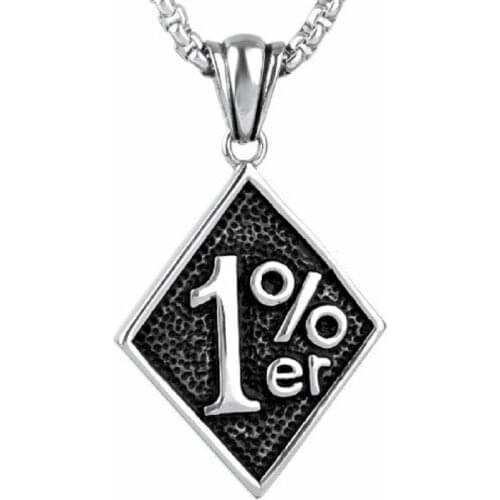 Men Silver color 316L Stainless Steel 1%ER Motorcycle Club Biker Pendant Mens Jewelry