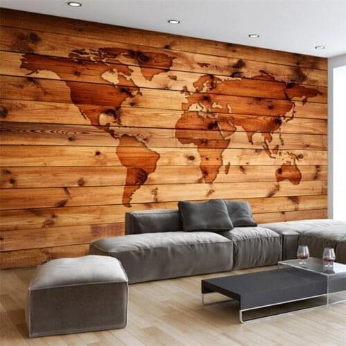 Mural papel de parede Custom wallpaper European Vintage Retro World Map Wood Bar Coffee Shop Wall papel tapiz tapety