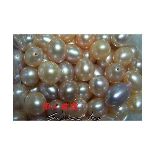 44pcs/lot 8-9mm Size, Freshwater Loose Pearls, NATURAL! Oval Shape Beads, White&Orange&Purple 3 Color, HALF DRILLED