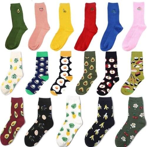 ARMKIN Korea Style Women Socks cotton Fruit Food socks cherry Peach banana egg hamburger creativity avocados calcetines mujer