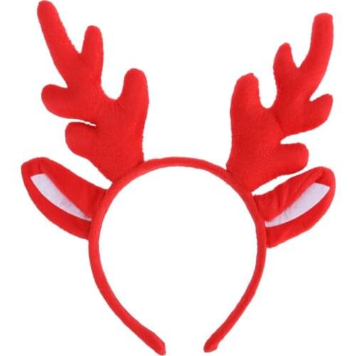 Reindeer Antler Hair Hoop Christmas Kids Headband Headwear for Children Christmas Costume Party (Red)