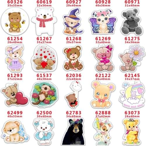 DIY Craft Supplies Sewing Accessories Cartoon Bear Printed Planar Resins Mold 30 Pieces. PR-60326