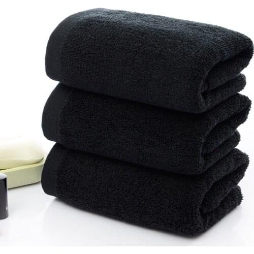 Drop shipping 3pcs/set 100% cotton solid black Man hand face towel toallas high quality face walsh cloth bathroom towels 35*75cm