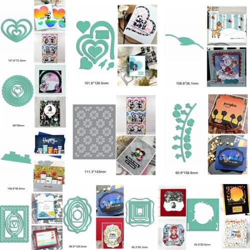 Mix Shape Round Square Heart Layered Hollowed House Tree Frame Metal Cutting Dies Make Cards DIY Handmade New Album Scrapbook