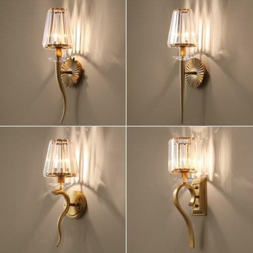 Luxury Background Gold Crystal Wall Lamp Club Hotel Lobby Corridor For Bedroom Bedside Aisle LED Home Light New