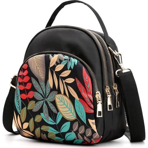 Fashion Printing Backpack Women Large Capacity Nylon Rucksack Multilayer Crossbody Bag School Bags Waterproof Travel Knapsack