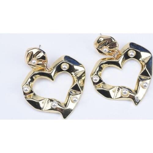 Golded Alloy Irregular Heart Dangle Earrings Women Fashion Simple Jewelry Punk ZA Earrings For Women