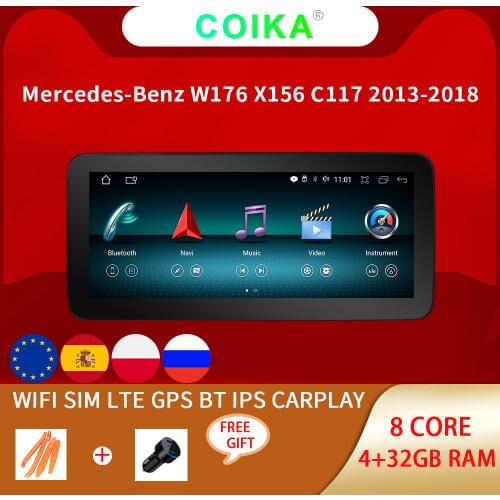 Andorid 10 System IPS Touch Screen 10.25" For Mercedes-Benz A CLA GLA W176 W117 X156 Car Muiltmedia Radio BT Wifi Google Navi