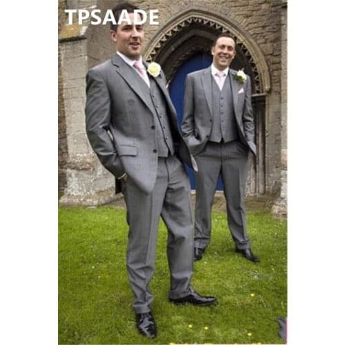 Groom Tuxedos notch lapel best man gray suit Groomsman men wedding / prom custom-made suits tailored suits