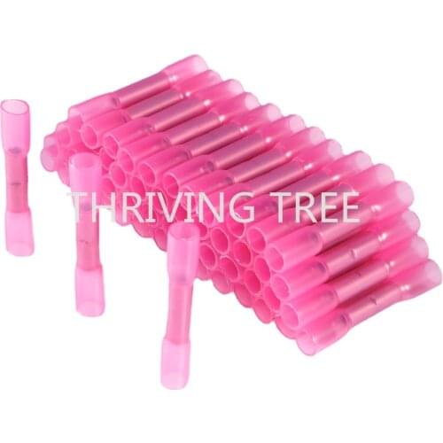 20/30/50Pcs Heat Shrink Butt Wire Connectors AWG 22-16 0.5-1.5mm2 Red Waterproof Insulated Automobile Wire Cable Terminals