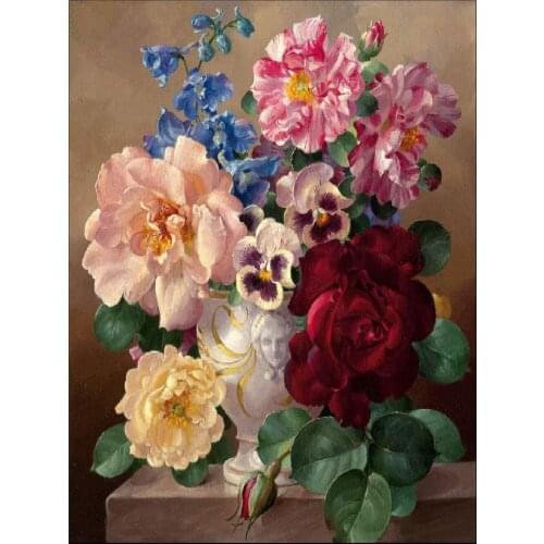 Flower Vase DIY Cross Stitch Embroidery 11CT Kits Needlework Craft Set Printed Canvas Cotton Thread Home Decoration Sell