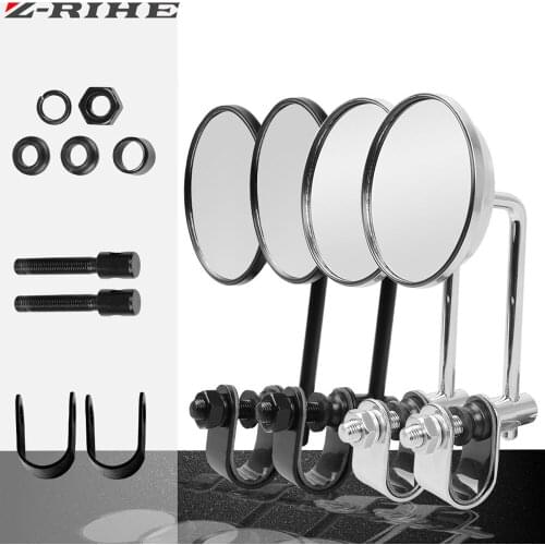 For BLACK Vintage Cafe Racer FOR Clamp-On Tinted Mirror Rearview Mirrors Moped Motorcycle Backup Mirror Made Free Shipping