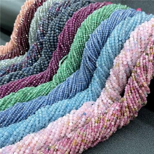 High Quality 2 3MM Natural Small Faceted Beads Emeralds Charoite Rhodochrosite Gemstones Tindy Bead For Necklace Bracelet DIY