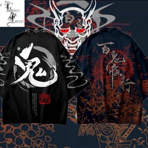 Hyakki Yako Youkai Oni 3D Printing Japanese Kimono Haori Yukata Women/Men Fashion Summer Casual Cool Short Sleeve Streetwear