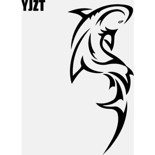 YJZT 7.4CM*16.2CM Tribal Shark Wildlife Car Sticker Vinyl Decor Art Fishing Decal Black/Silver C24-0558
