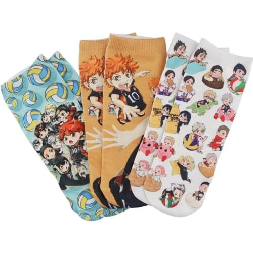 ZF2015 1pair Anime Volleyball Junior Volleyball Boy Socks Fashion Cartoon Comfortable Unisex Sock