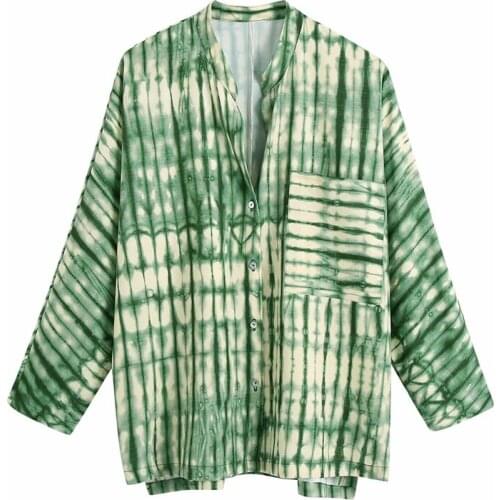 ZXQJ Women 2021 Fashion With Pockets Oversized Printed Asymmetric Blouses Vintage Long Sleeve Female Shirts Blusas Chic Tops