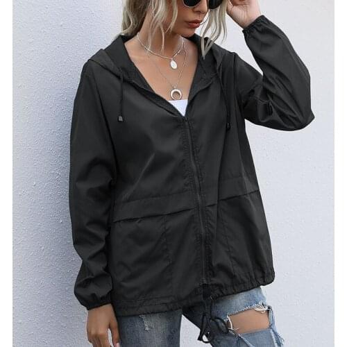 Jackets For Women 2021 Hooded Windproof Female Basic Zipper Coat Womens Clothing Solid Color Long Sleeve Casual Cardigan Hoodie