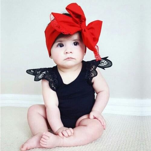 2021 New Toddler Infant Newborn Baby Girls Kids Lace Butterfly Sleeve Romper Outfits Playsuit Jumpsuit Candy Color Clothes 0-2Y