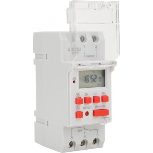 DC 24V Timer Switch 30AWeekly 12/24hrs Timer Switch LCD On Off Control Programmable Time Relay
