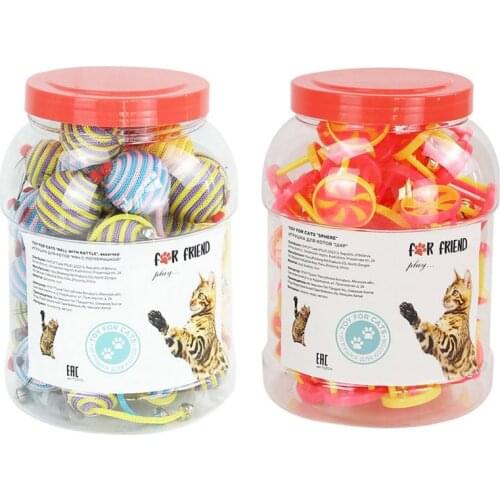 40PCS Set Pet Cat Ball Toy Interactive Funny Mouse Toy Self-Interacting To Relieve Boredom Trojan Bell Color Mixed Ball Dog Toys