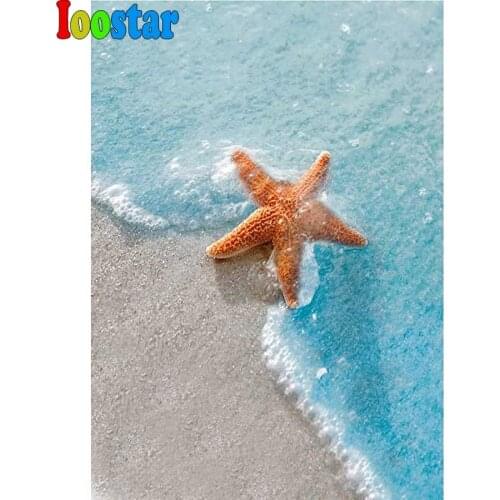5D DIY diamond painting Full diamond paint Diamond suitable for DIY diamond art kit Beach oil painting style beach life starfish