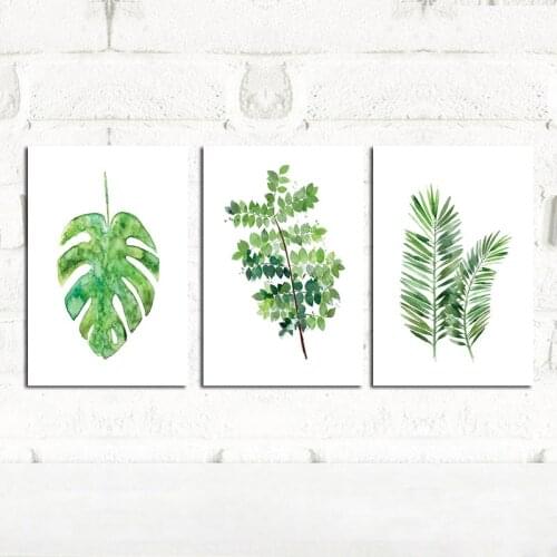 Green Plant Leaves Abstract Canvas Painting Posters and Prints Minimalist Pop Art Modern Scandinavin Wall Picture For Kids Room