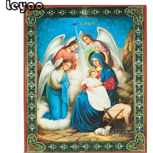 5D DIY Diamond Painting religious Picture Rhinestones Full Square Drill Diamond Embroidery Orthodox Icon Nativity Home Decor