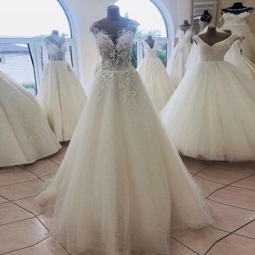 2019 New Princess Ball Gown Wedding Dress Full Length Sparkle Bridal Gowns Long vestidos de novia Backless Wedding Gowns